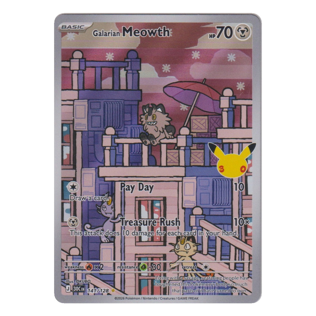 Pokémon: Galarian Meowth – 30th Celebration (30C 141) – Einzelkarte
