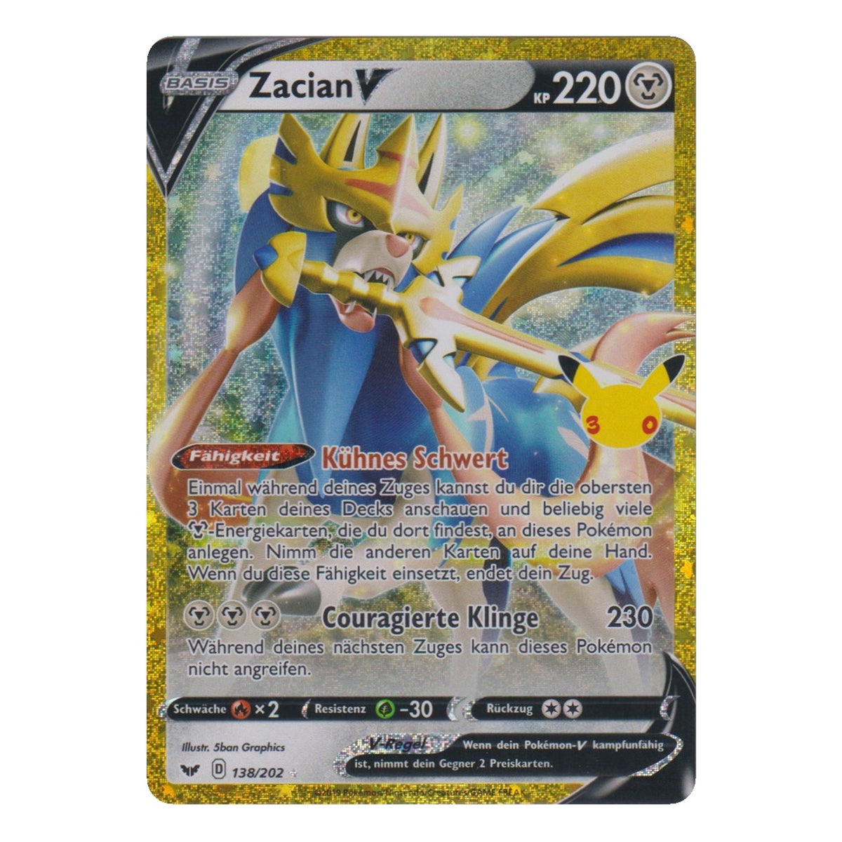Pokémon: Zacian V – 30 Jahre (30C 138) – Einzelkarte