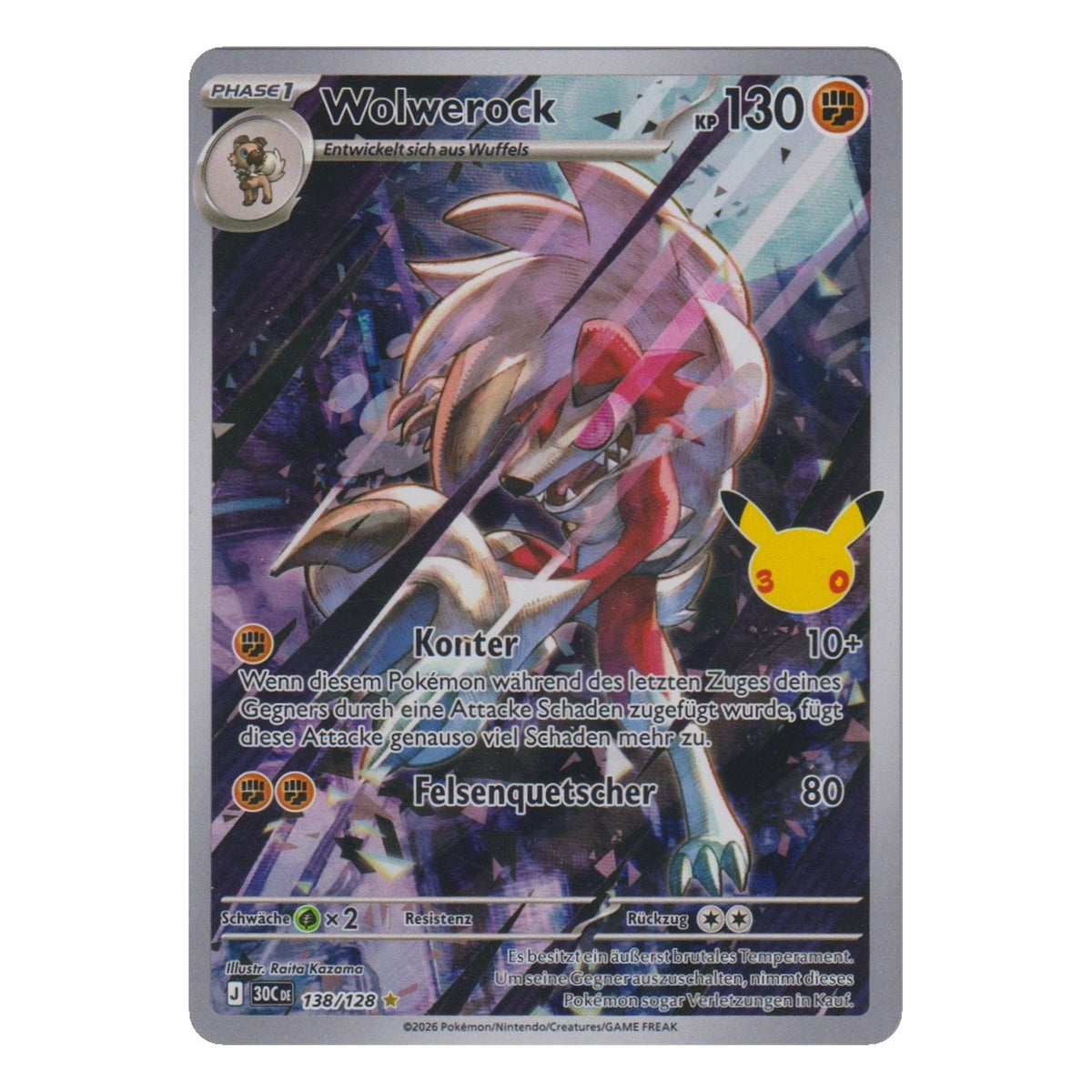 Pokémon: Wolwerock – 30 Jahre (30C 138) – Einzelkarte