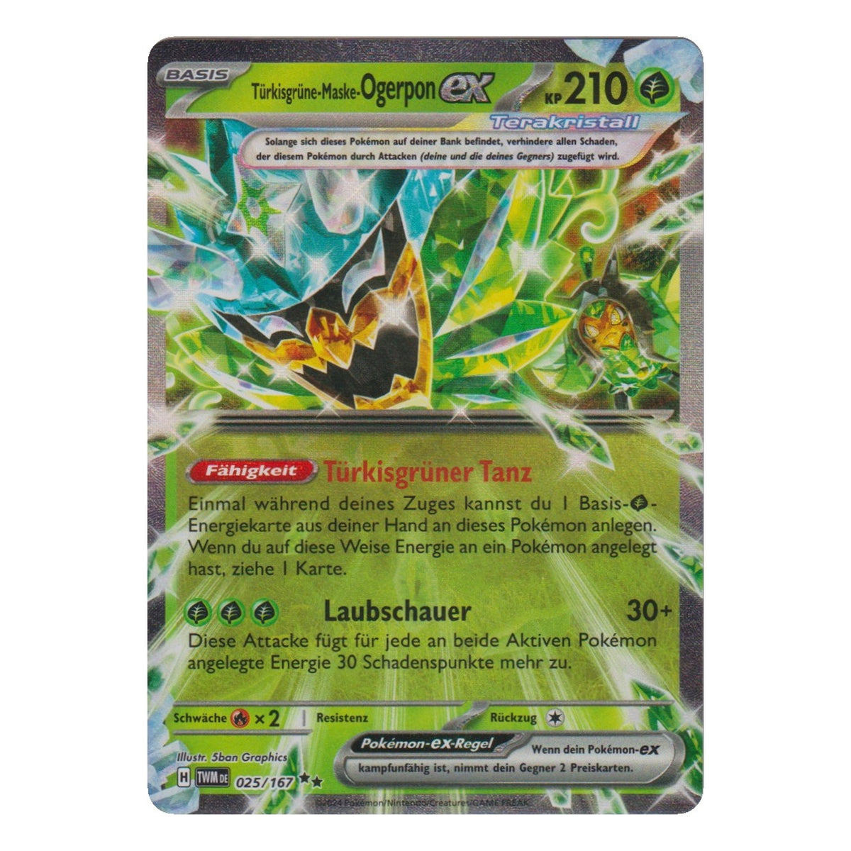 Pokémon: Türkisgrüne-Maske-Ogerpon ex – Maskerade im Zwielicht (TWM 025) – Einzelkarte