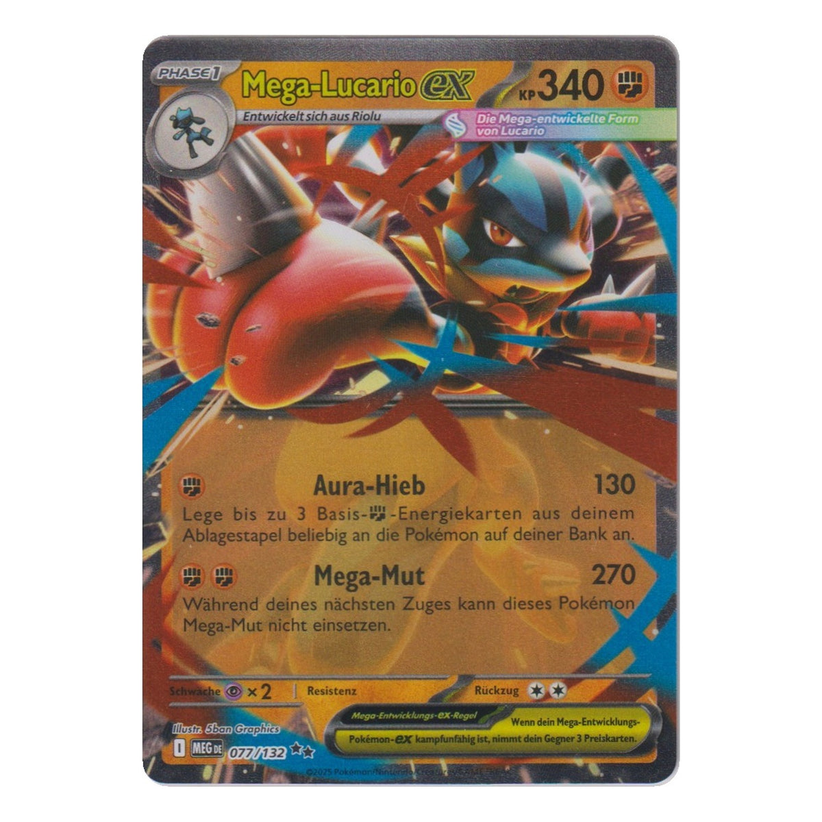 Pokémon: Mega-Lucario ex – Mega-Entwicklung (MEG 077) – Einzelkarte