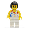LEGO® Minifigur Shirt with Female Rainbow Stars Pattern, White Legs, Black Bob Cut Hair cty0182 – Gebr.