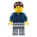 LEGO® Minifigur Plaid Button Shirt, Light Bluish Gray Legs, Dark Brown Short Tousled Hair cty0625 – Neu
