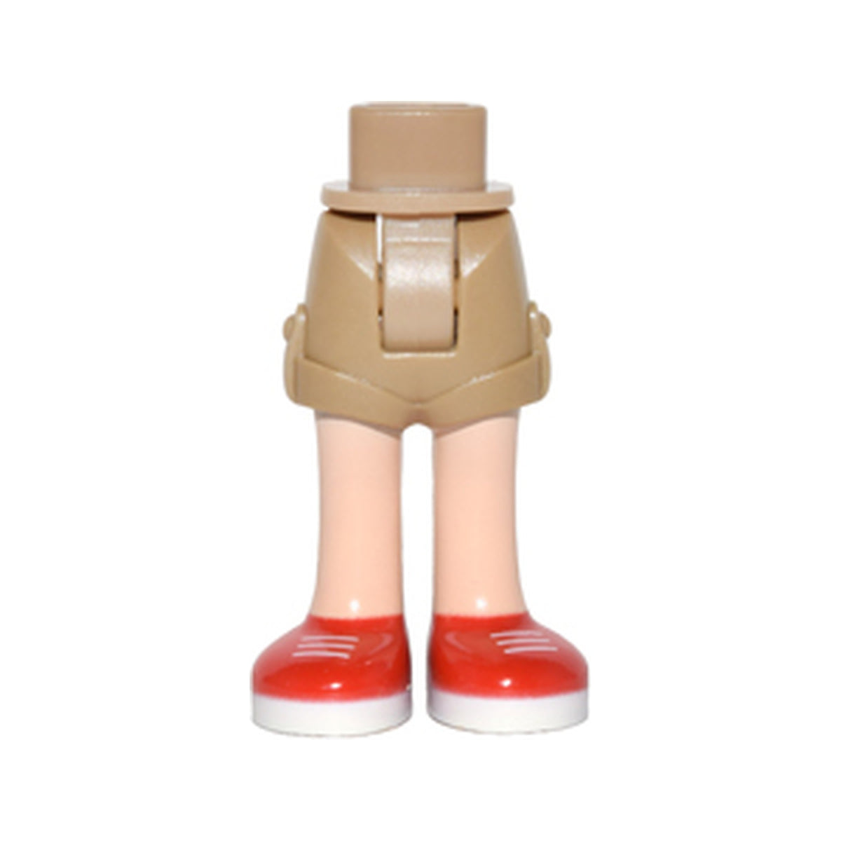 LEGO® Mini Doll Hips and Shorts Folded Hem with Light Nougat Legs and Red Shoes with White Soles and Laces Pattern - Thick Hinge 11202c00pb08 dunkelbeige