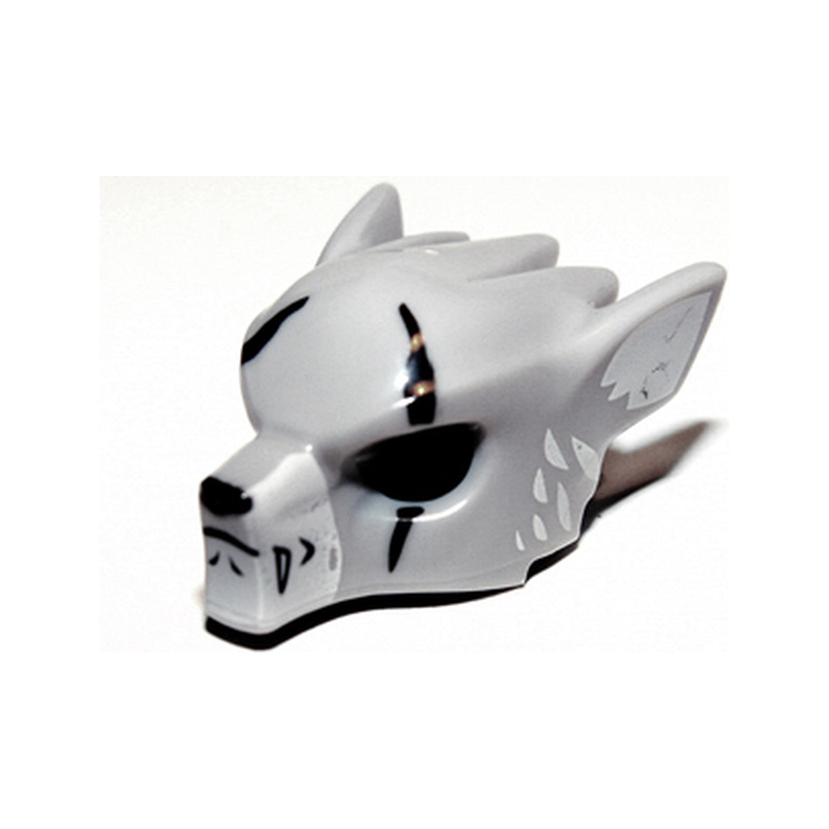 LEGO® Minifigure, Headgear Mask Wolf with Fangs, Scars and White Ears Pattern 11233pb01 hellgrau