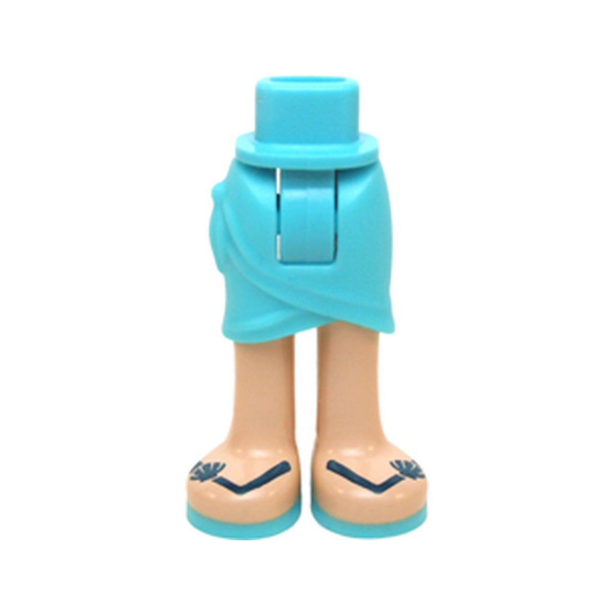 LEGO® Mini Doll Hips and Skirt Wrap with Light Nougat Legs and Sandals with Medium Azure Soles and Dark Blue Straps with Scallop Shells Pattern - Thick Hinge 11244c00pb01 azurblau