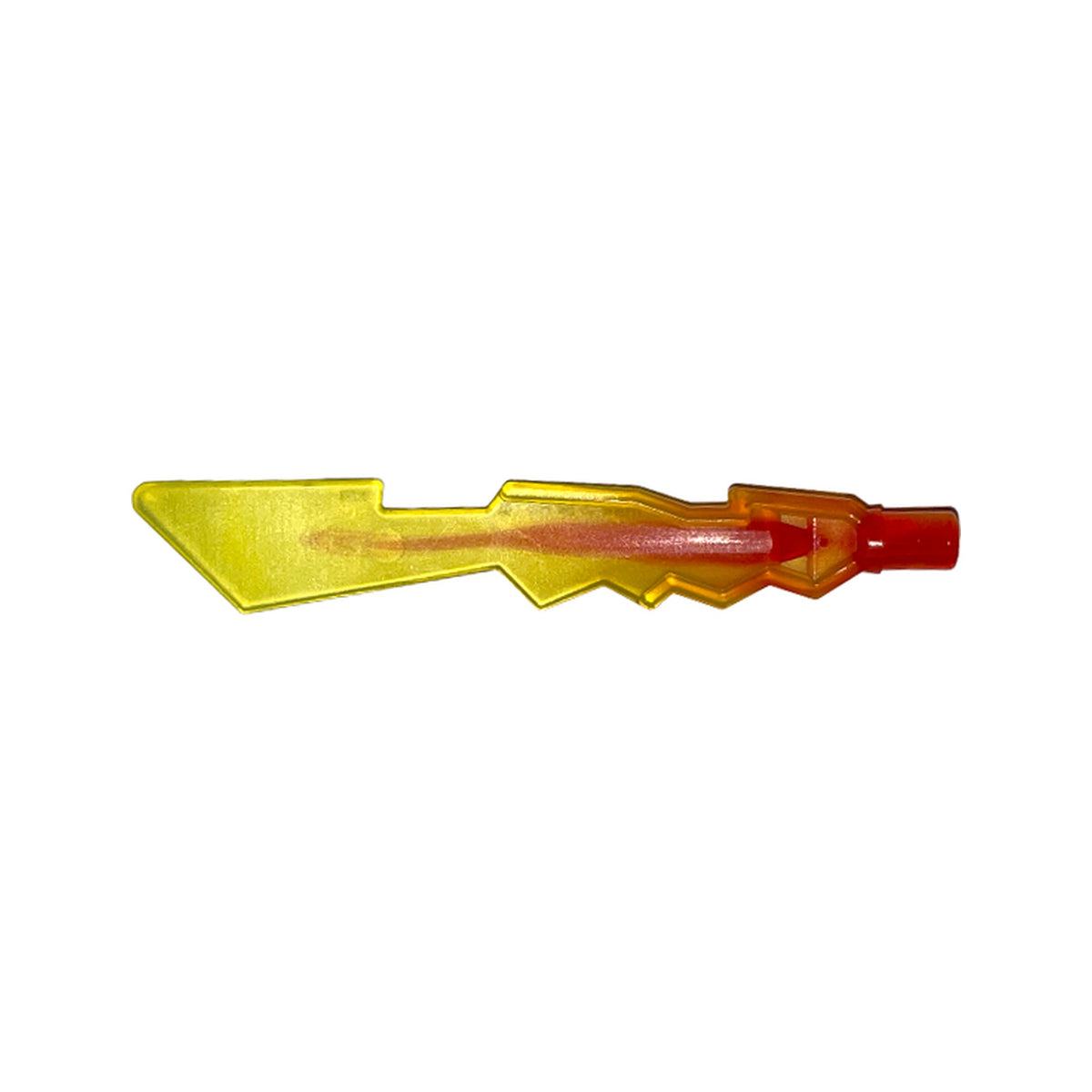LEGO® Minifigure, Weapon Sword Blade with Jagged Edges and Bar End with Marbled Trans-Red Pattern 11439pb03 transparent gelb