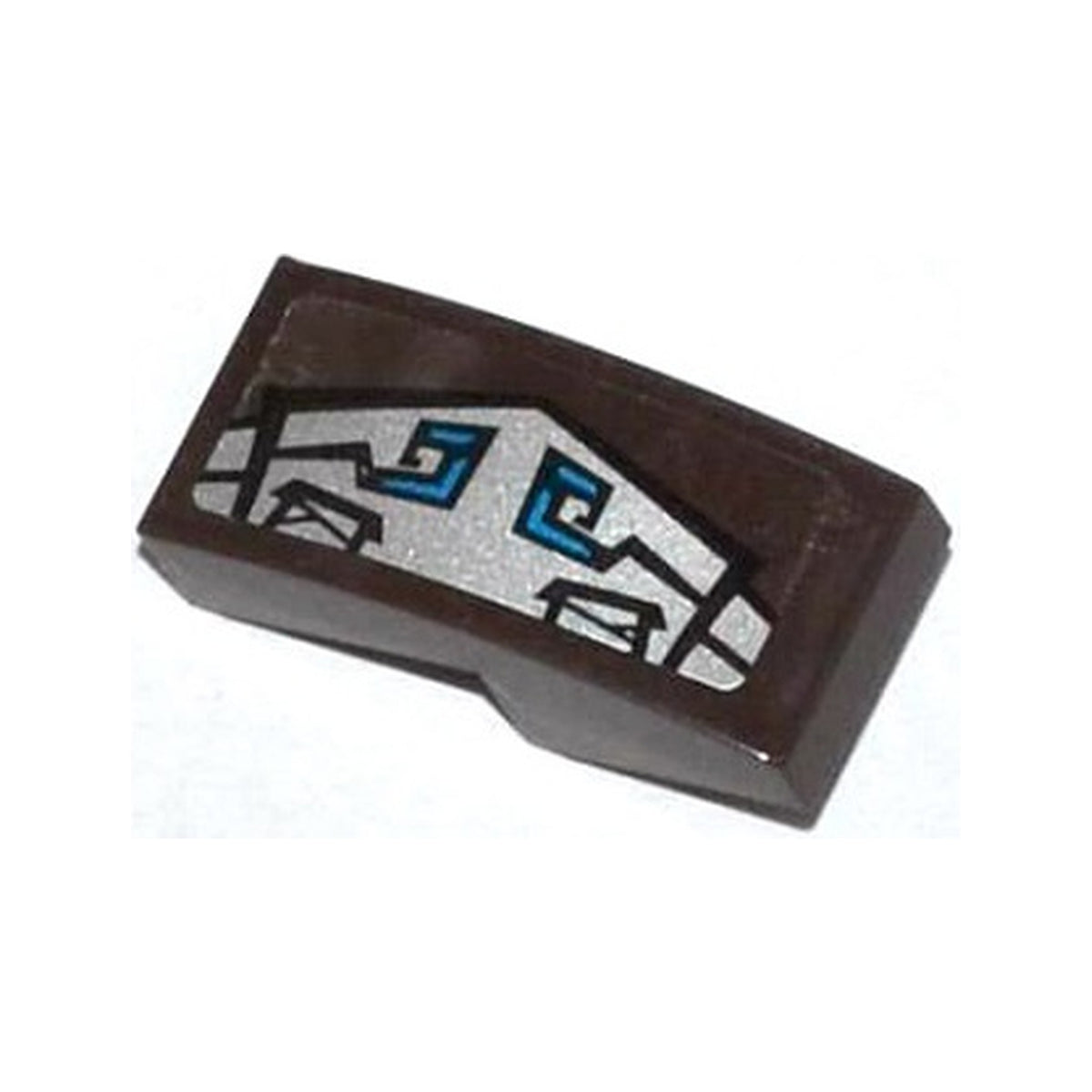 LEGO® Slope, Curved 2 x 1 x 2/3 with Blue and Silver Gorilla Armor Pattern Model Left Side (Sticker) - Set 70125 11477pb013L dunkelbraun