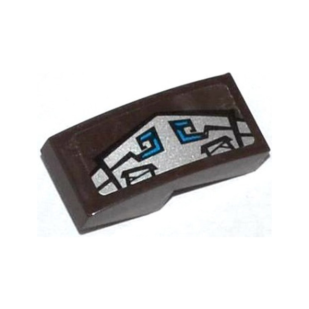 LEGO® Slope, Curved 2 x 1 x 2/3 with Blue and Silver Gorilla Armor Pattern Model Right Side (Sticker) - Set 70125 11477pb013R dunkelbraun