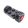 LEGO® Plate, Modified 2 x 2 with Red Wheels with Black Tires 15mm D. x 6mm Offset Tread Small (122c01 / 3641) 122c01assy2 schwarz
