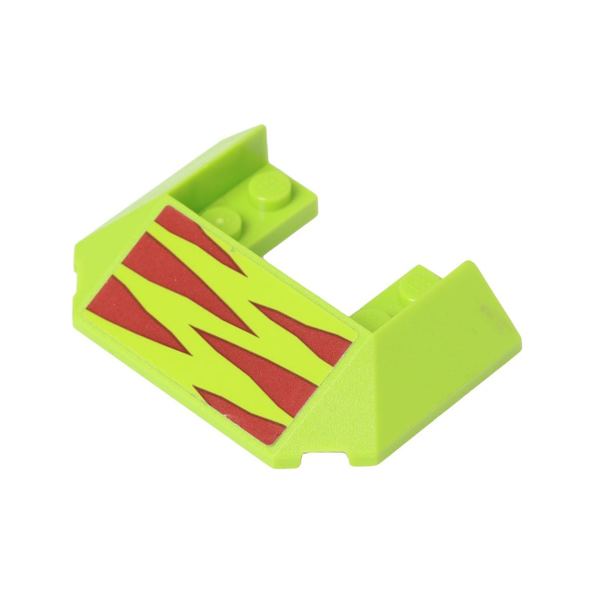 LEGO® Wedge 6 x 4 Cutout (Train Roof) with 5 Large Bottom Tubes with Dark Red Horizontal Dinosaur Stripes Pattern (Sticker) - Set 75938 13269pb012 limette
