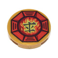 LEGO® Tile, Round 2 x 2 with Bottom Stud Holder with Airjitzu Fire Symbol in Red Octagon Pattern 14769pb0065 perlgold