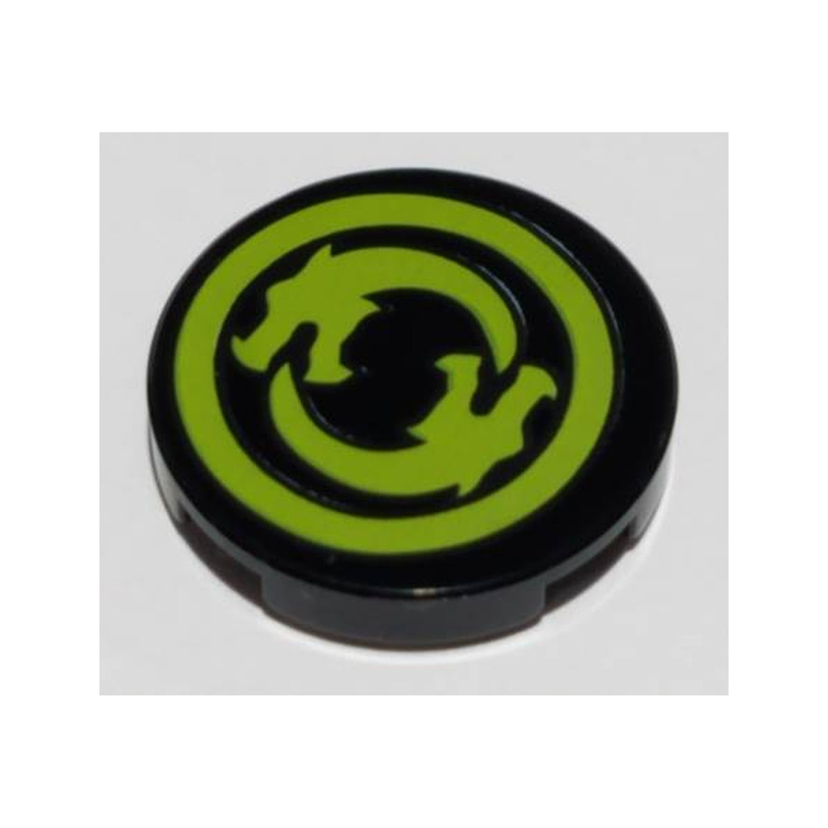 LEGO® Tile, Round 2 x 2 with Bottom Stud Holder with Solid Lime Circle Border with Circling Dragons Pattern 14769pb0245 schwarz