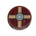 LEGO® Tile, Round 2 x 2 with Bottom Stud Holder with Viking Shield Tan / Dark Red Sections and Wood Grain Pattern (Sticker) - Set 76208 14769pb0522 braun