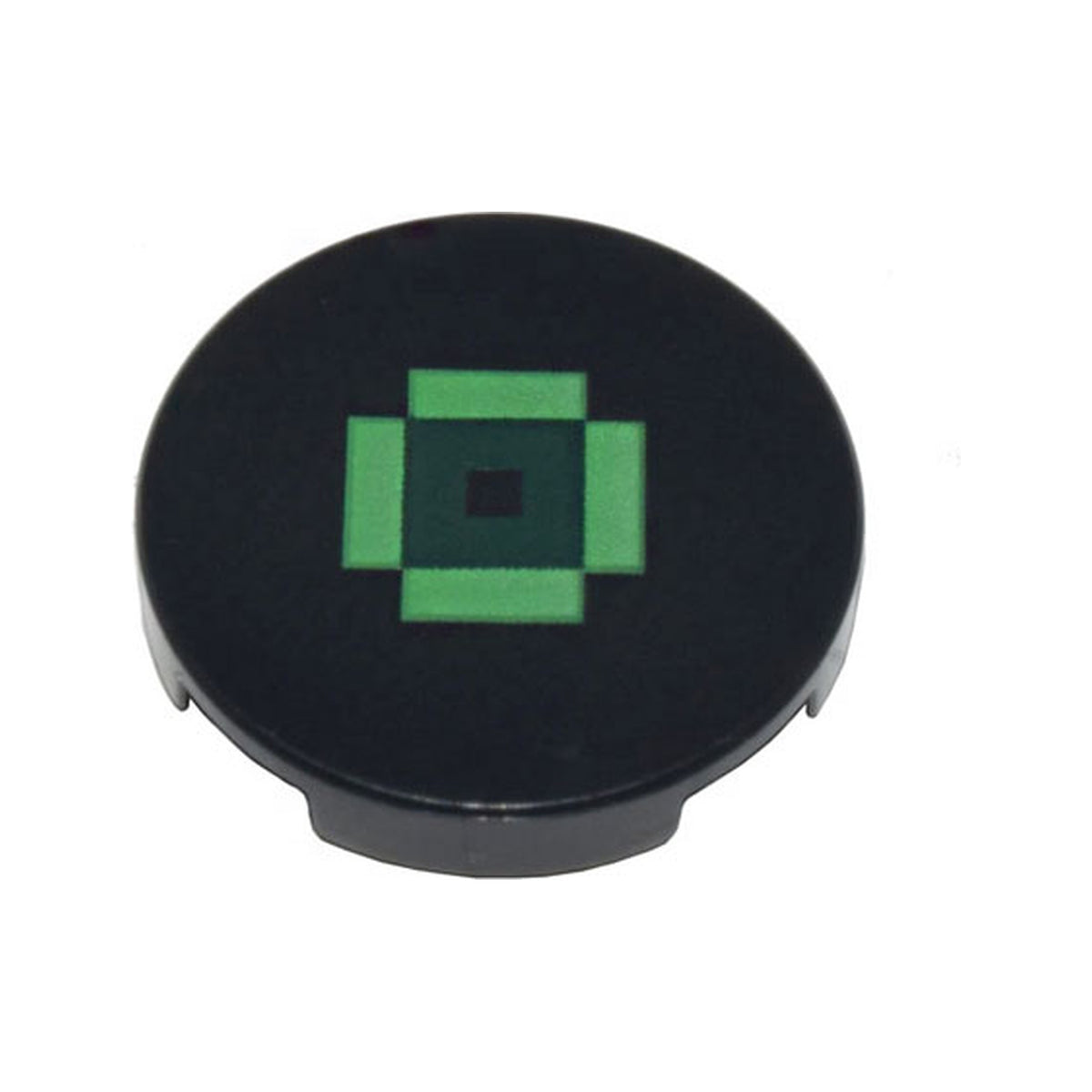 LEGO® Tile, Round 2 x 2 with Bottom Stud Holder with Pixelated Bright Green Rectangles and Dark Green Square Pattern (Minecraft Music Disc / Record) 14769pb0549 schwarz