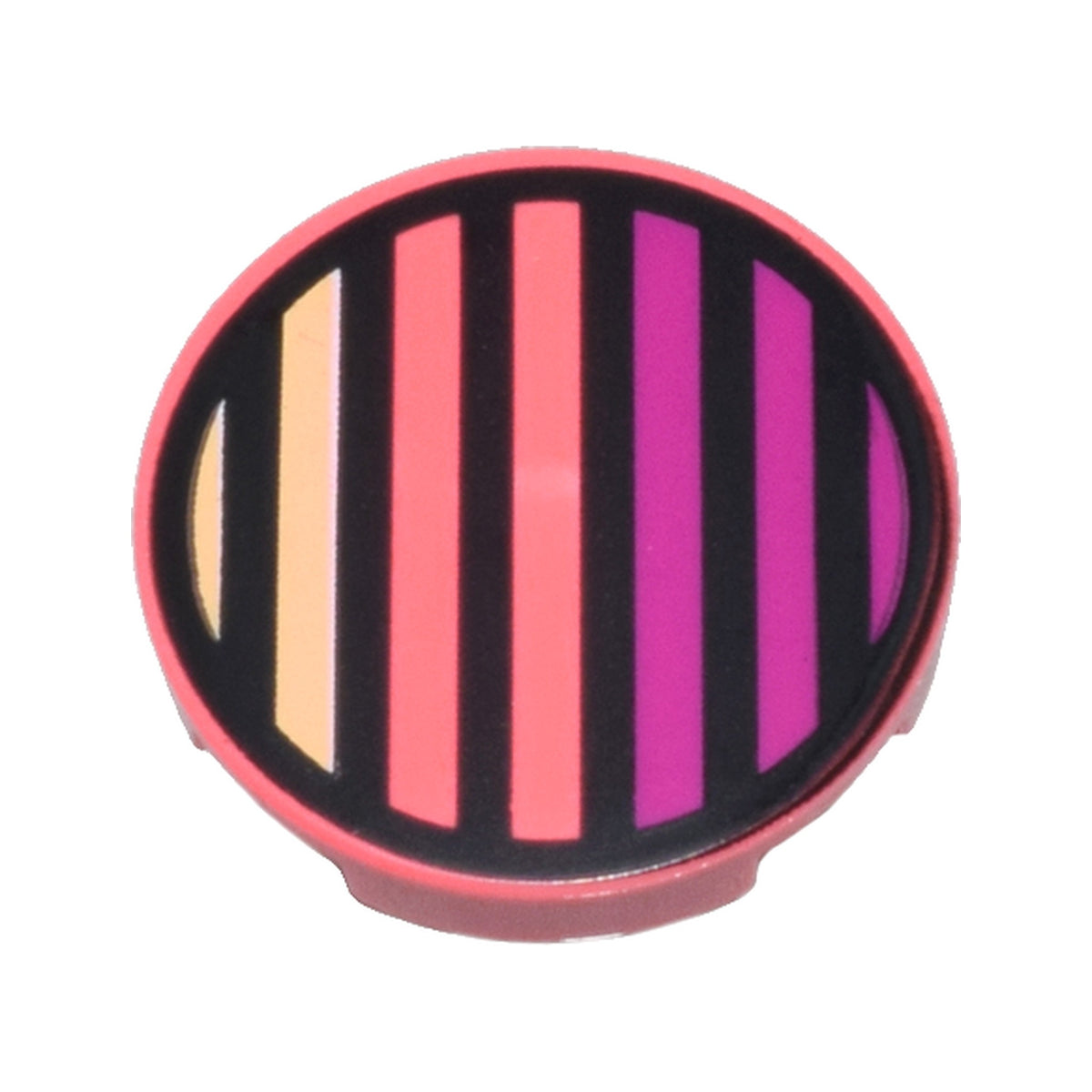 LEGO® Tile, Round 2 x 2 with Bottom Stud Holder with Black Circle and Bright Light Yellow and Magenta Stripes Pattern 14769pb0591 koralle