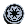 LEGO® Tile, Round 2 x 2 with Bottom Stud Holder with SW Galactic Republic Logo on Light Bluish Gray Background, Black Border, Thick Gaps Pattern (Sticker) - Set 75337 14769pb0723 hellgrau