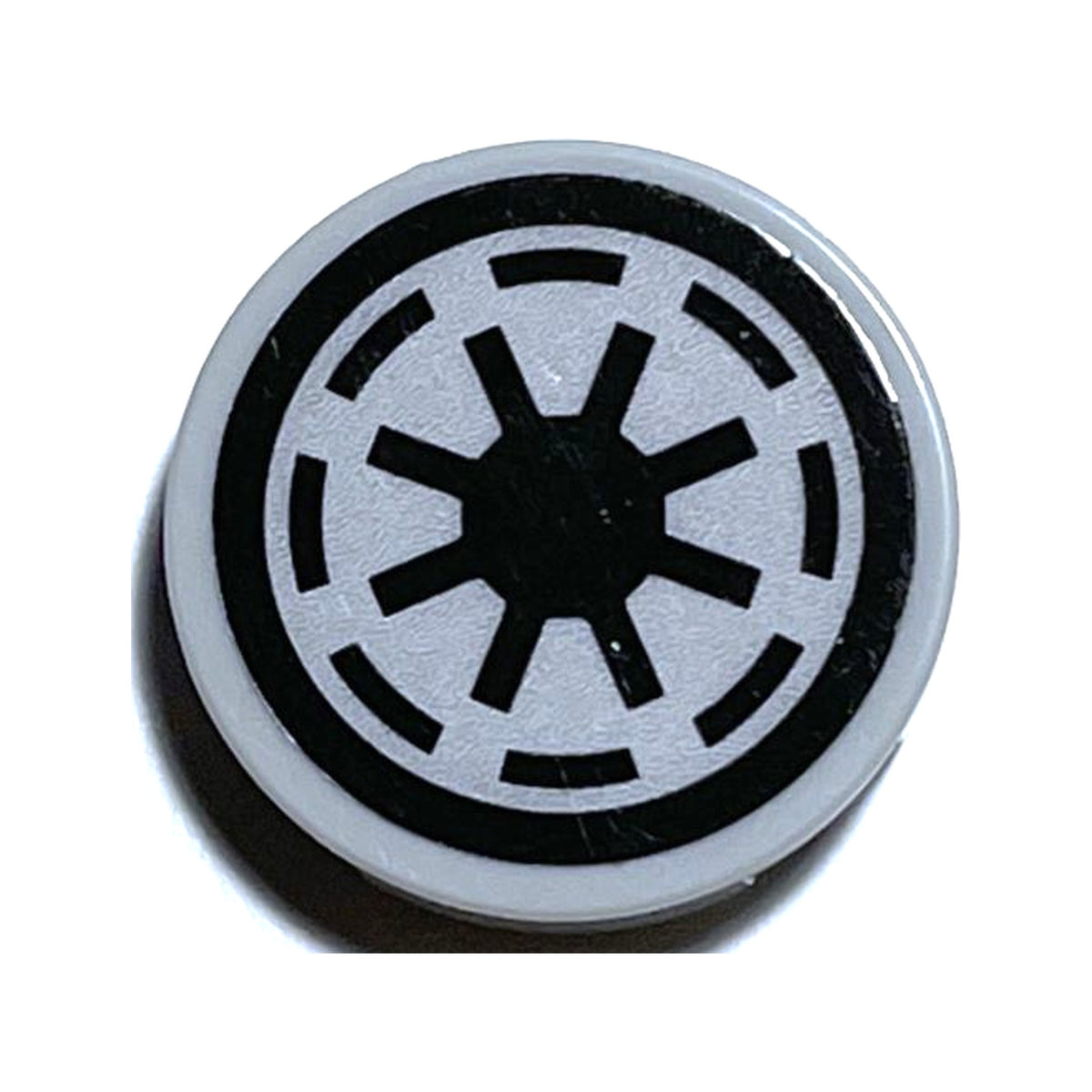 LEGO® Tile, Round 2 x 2 with Bottom Stud Holder with SW Galactic Republic Logo on Light Bluish Gray Background, Black Border, Thick Gaps Pattern (Sticker) - Set 75337 14769pb0723 hellgrau