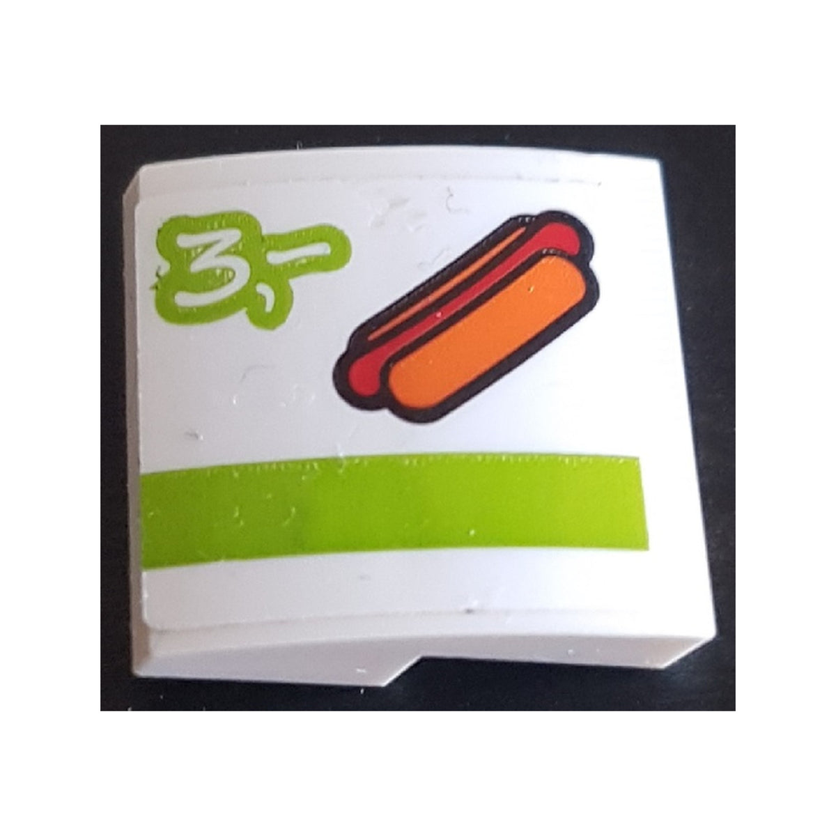 LEGO® Slope, Curved 2 x 2 x 2/3 with Hot Dog, Lime Stripe and Number 3 Pattern (Sticker) - Set 60110 15068pb244 weiss
