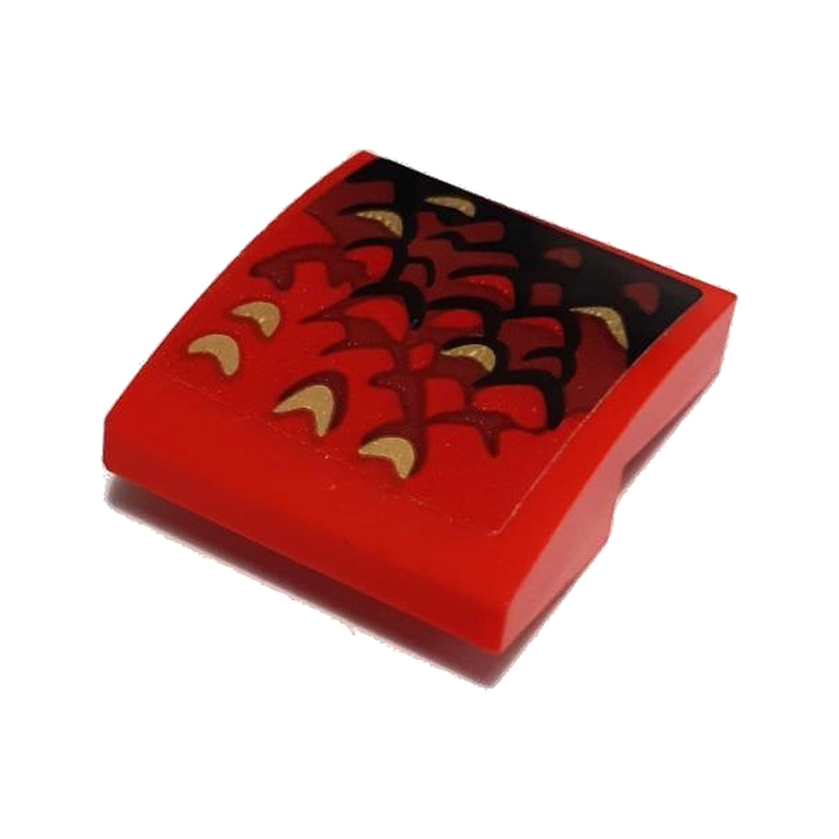LEGO® Slope, Curved 2 x 2 x 2/3 with Black, Dark Red and Gold Scales Pattern Side A (Sticker) - Set 70653 15068pb397a rot