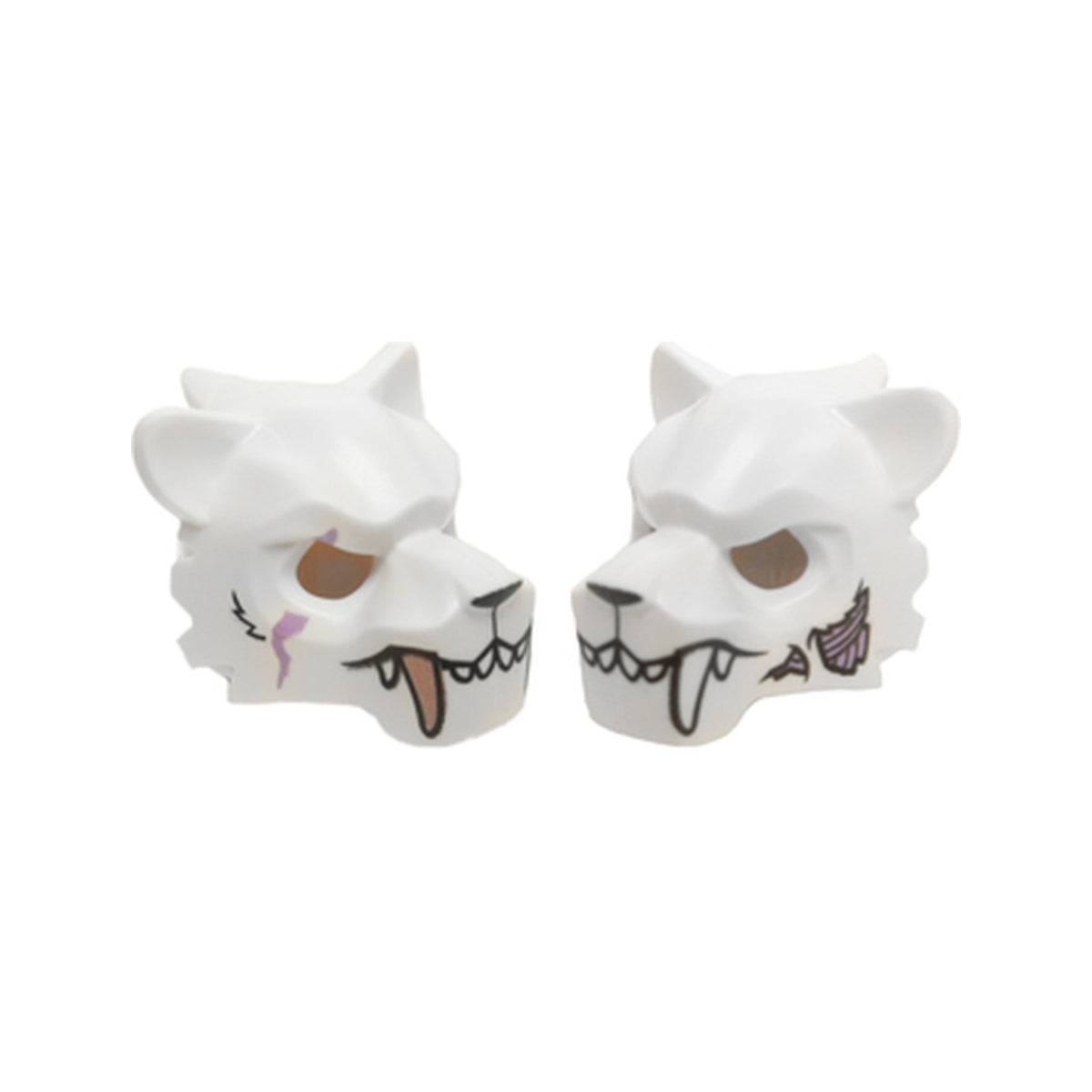LEGO® Minifigure, Headgear Mask Tiger with White and Copper Fangs and Medium Lavender Scar and Sinew Patches Pattern 15083pb01 weiss