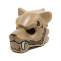 LEGO® Minifigure, Headgear Mask Tiger with Fur, White Fangs, Copper Chain and Purple Sinew Patches Pattern 15083pb02 dunkelbeige