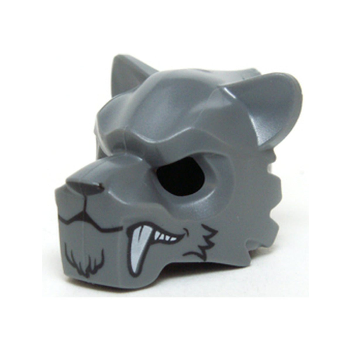 LEGO® Minifigure, Headgear Mask Tiger with White Fangs, Fur and Medium Lavender Sinew Patches Pattern 15083pb03 dunkelgrau