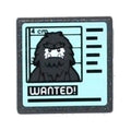 LEGO® Road Sign 2 x 2 Square with Open O Clip with Hairy Minifigure Mugshot and 'WANTED!' on Computer Screen Pattern (Sticker) - Set 60069 15210pb118 dunkelgrau