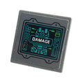 LEGO® Road Sign 2 x 2 Square with Open O Clip with Display Screen with White 'DAMAGE' and Dark Turquoise Tumbler Outline Pattern (Sticker) - Set 76240 15210pb148 dunkelgrau
