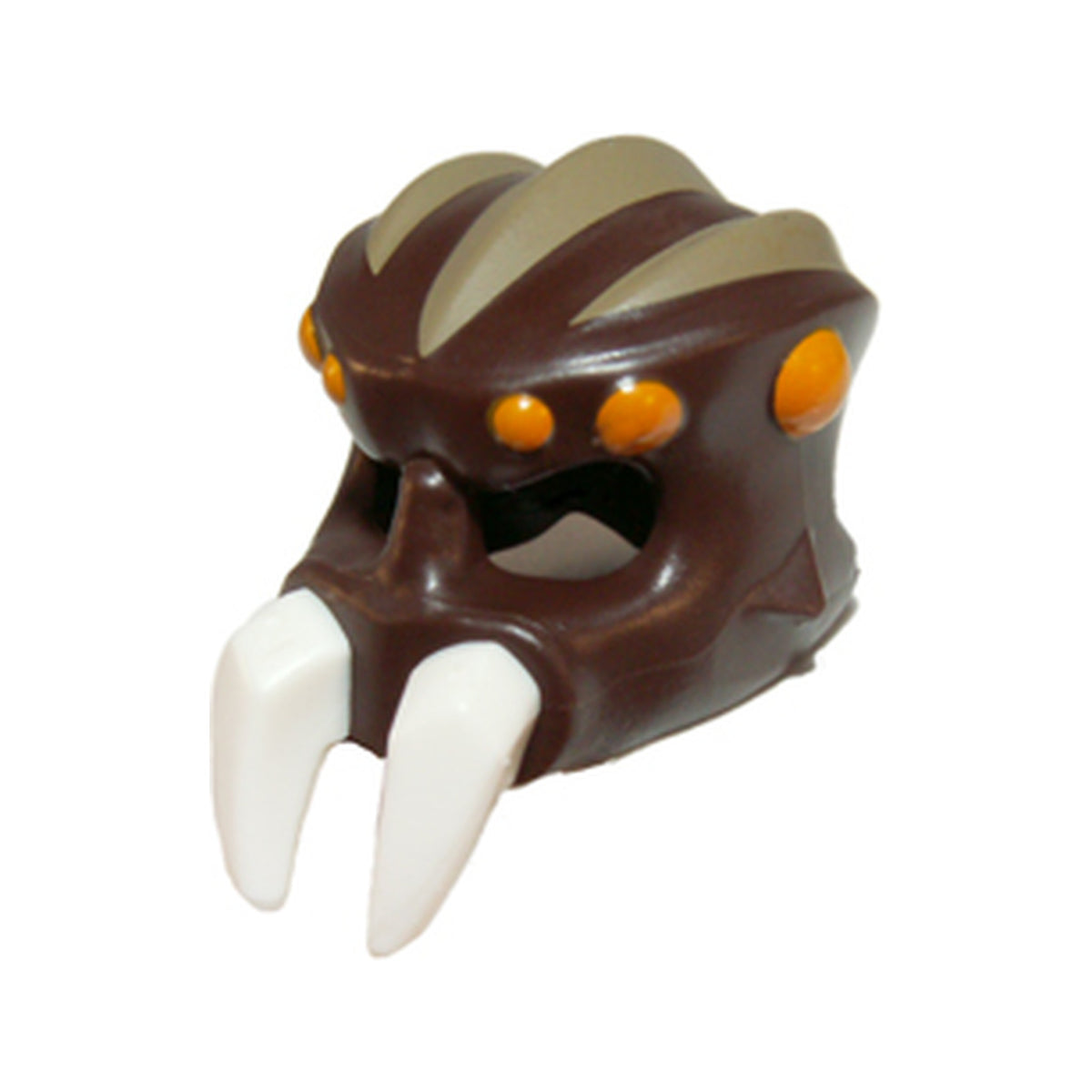 LEGO® Minifigure, Headgear Mask Spider with Molded White Pincers and Printed Orange Spots and Dark Tan Ridges Pattern 15472pb02 dunkelbraun