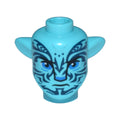 LEGO® Minifigure, Head, Modified Alien Na'vi with Blue Eyes, Silver Spots, Dark Blue Markings, Closed Mouth Frown Pattern 1576pb17 azurblau