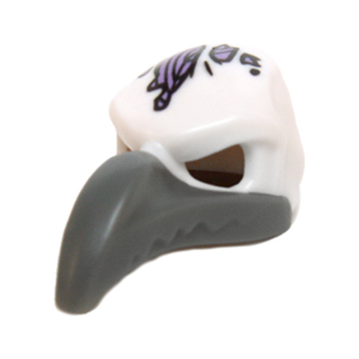 LEGO® Minifigure, Headgear Mask Bird (Vulture) with Dark Bluish Gray Beak and Purple Head Patches Pattern 16659pb01 weiss