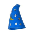 LEGO® Minifigure, Headgear Hat, Cone Drooping, Wizard with Silver Stars and Gold Crescent Moon Pattern 17349pb01 blau