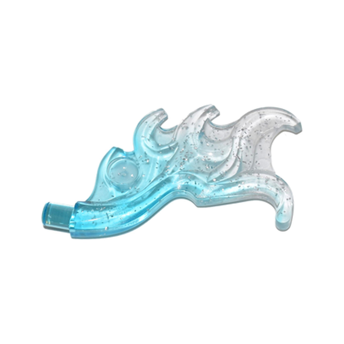 LEGO® Wave Rounded Curved Wing with Bar End (Flame) with Marbled Glitter Trans-Clear Pattern 18394pb02 transparent hellblau