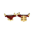 LEGO® Minifigure Armor Shoulder Pads with 3 Spikes and Spine with Dark Red Pads Pattern 18961pb01 beige