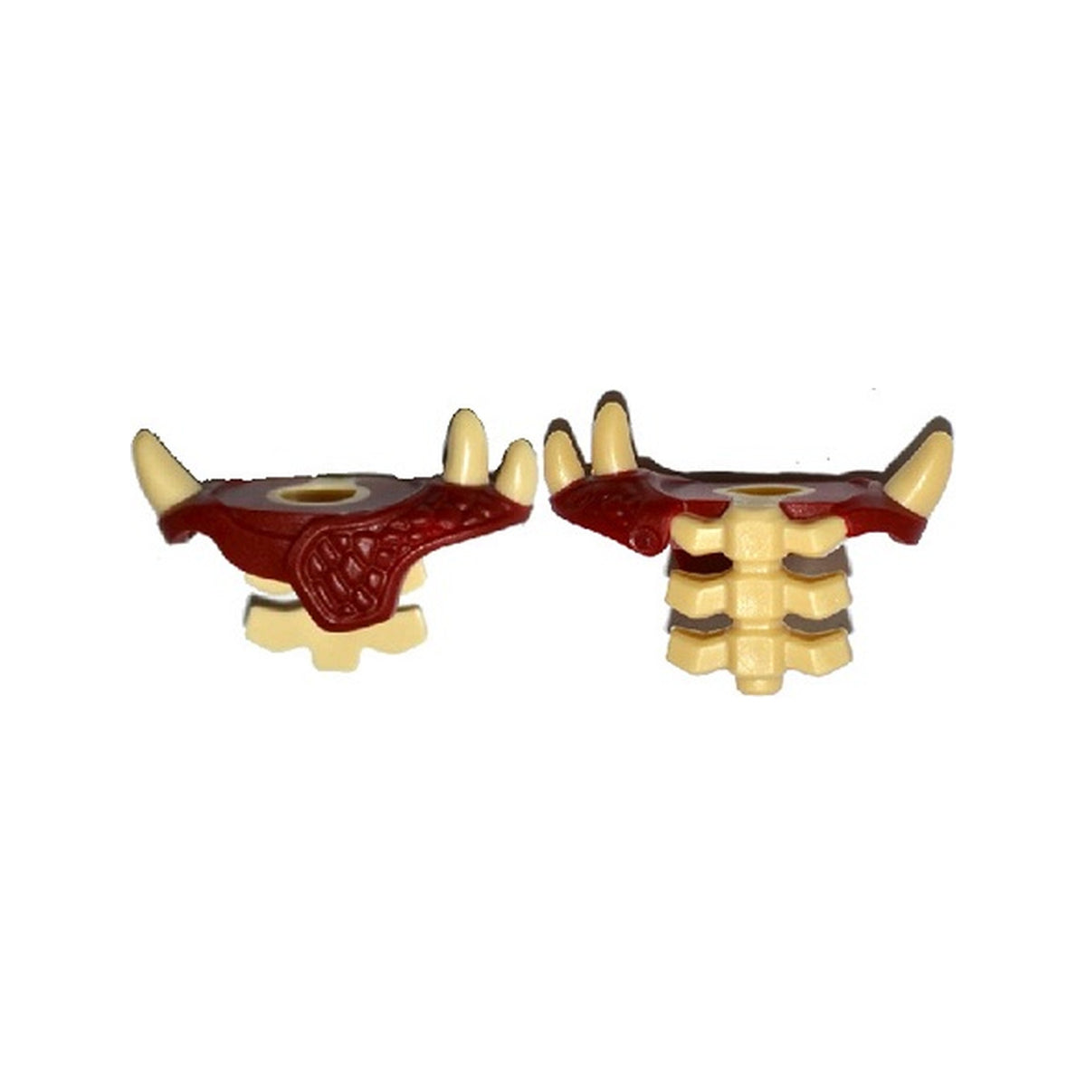 LEGO® Minifigure Armor Shoulder Pads with 3 Spikes and Spine with Dark Red Pads Pattern 18961pb01 beige