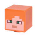 LEGO® Minifigure, Head, Modified Cube with Pixelated Light Nougat Face, Green Eyes, and Nougat Mouth Pattern (Minecraft Alex) 19729pb009 orange