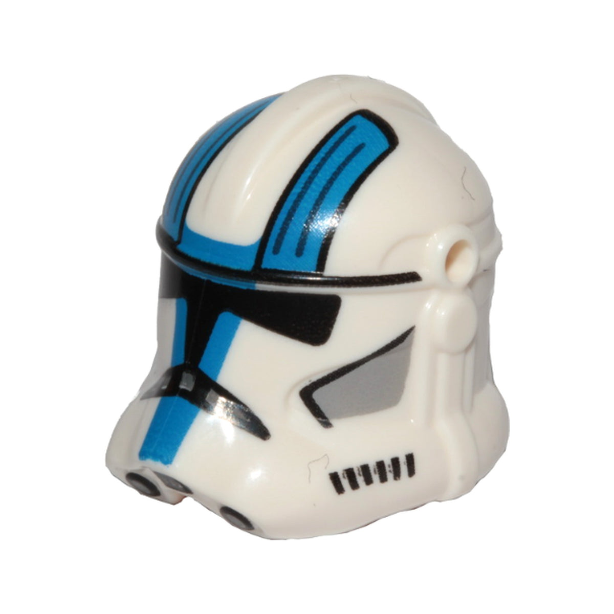 LEGO® Minifigure, Headgear Helmet SW Clone Trooper (Phase 2) with Holes with Black Visor and Blue, Light Bluish Gray, and Black 501st Legion Markings Pattern 2019pb05 weiss