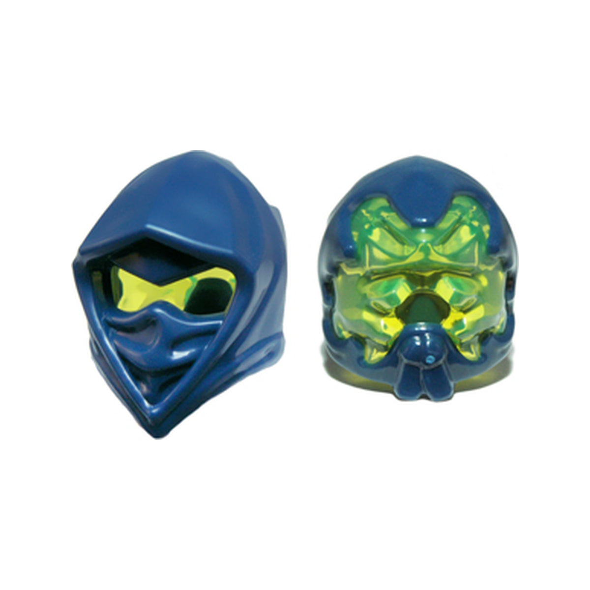 LEGO® Minifigure, Headgear Ninjago Wrap Pointed with Narrow Eye Hole with Molded Trans-Neon Green Back Pattern 20643pb01 dunkelblau