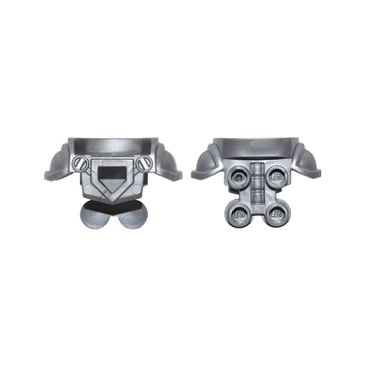 LEGO® Minifigure Armor Breastplate with Shoulder Pads Large, Pentagonal Cutout and 4 Studs on Back 22402 silber
