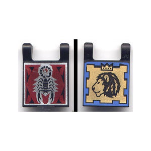 LEGO® Flag 2 x 2 Square with Flat Edge with Scorpion and Lion with Crown Pattern on Opposite Sides 2335pb006