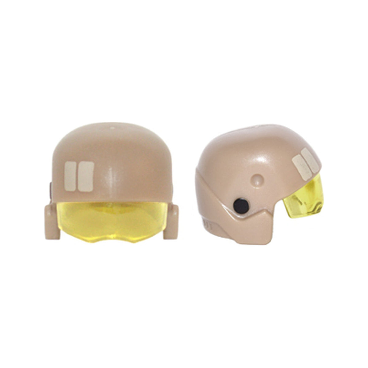 LEGO® Minifigure, Headgear Helmet SW Resistance Trooper with Molded Trans-Yellow Visor and Printed Tan Rectangles and Black Circles Pattern 23947pb01 dunkelbeige
