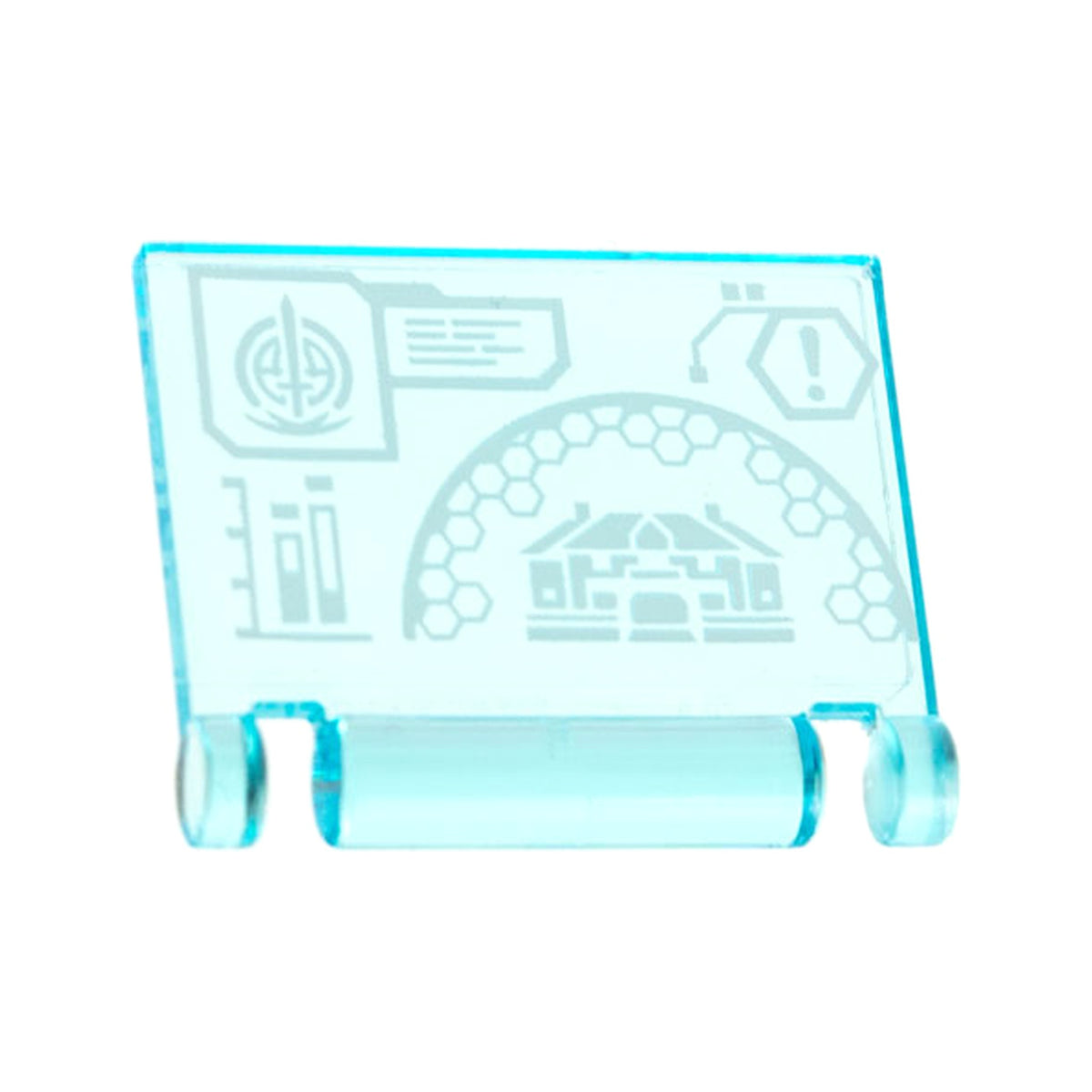 LEGO® Minifigure, Utensil Book Cover with Computer Screen, White S.W.O.R.D. Logo, Hex Diagram Pattern 24093pb045 transparent hellblau