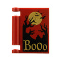 LEGO® Minifigure, Utensil Book Cover with Gold Moon and 'Booo', Black Bats and Dead Trees Pattern 24093pb095 dunkelrot
