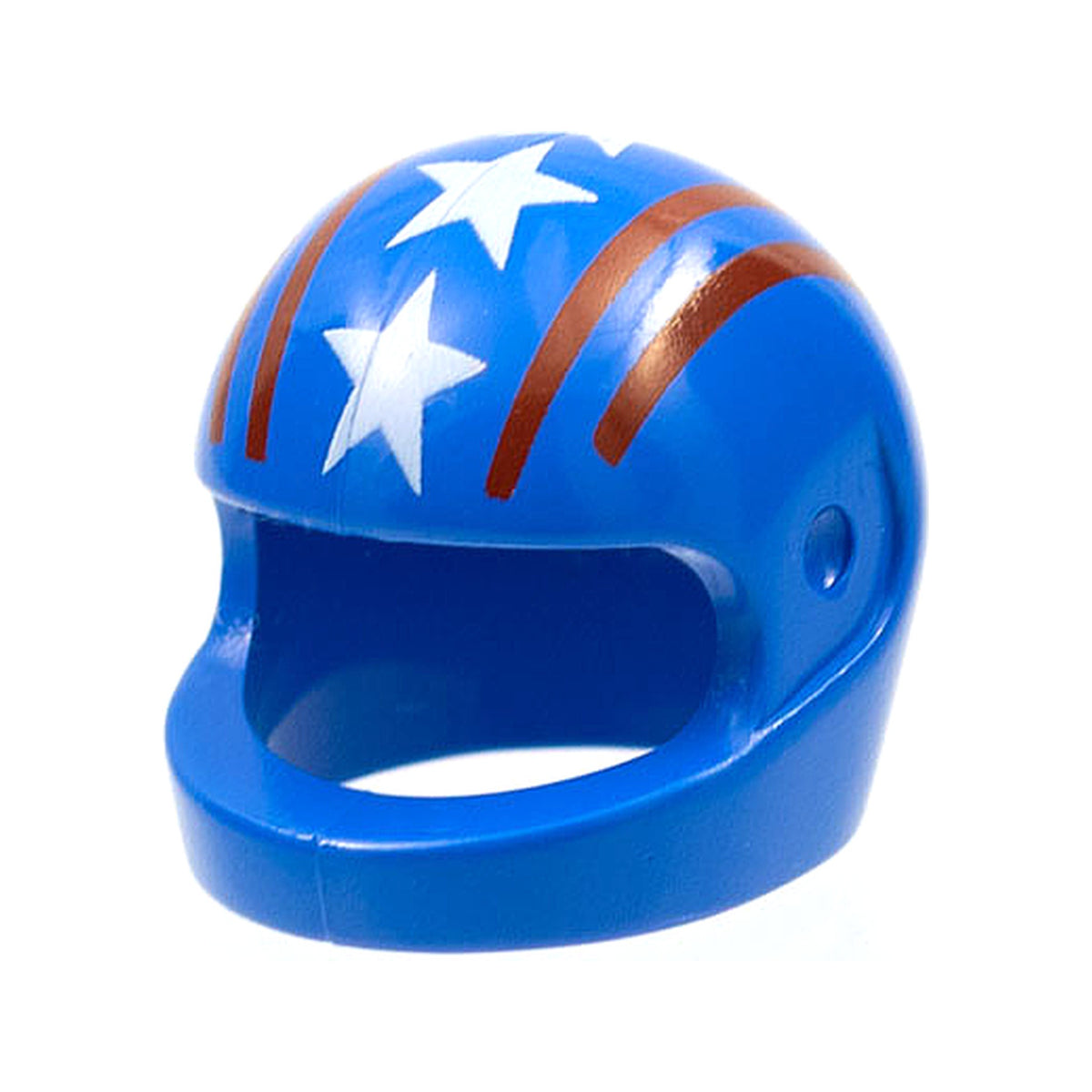 LEGO® Minifigure, Headgear Helmet Motorcycle (Standard) with Red Lines and White Stars Pattern 2446px6 blau