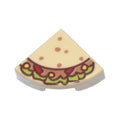 LEGO® Tile, Round 1 x 1 Quarter with Medium Nougat, Lime, Red and Yellow Taco Pattern 25269pb033 beige