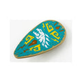 LEGO® Minifigure, Shield Oval with White Dragon Head and Bright Light Orange Filigree on Dark Turquoise Background Pattern 2586pb009 dunkelbeige