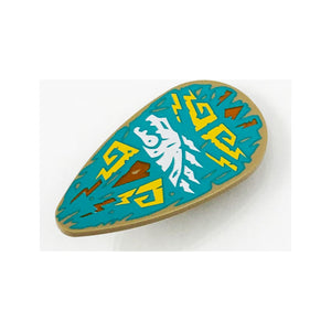 LEGO® Minifigure, Shield Oval with White Dragon Head and Bright Light Orange Filigree on Dark Turquoise Background Pattern 2586pb009