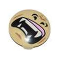 LEGO® Plate, Round 2 x 2 with Rounded Bottom (Boat Stud) with Gorilla Mouth with Teeth and Fangs Pattern 2654pb003 beige