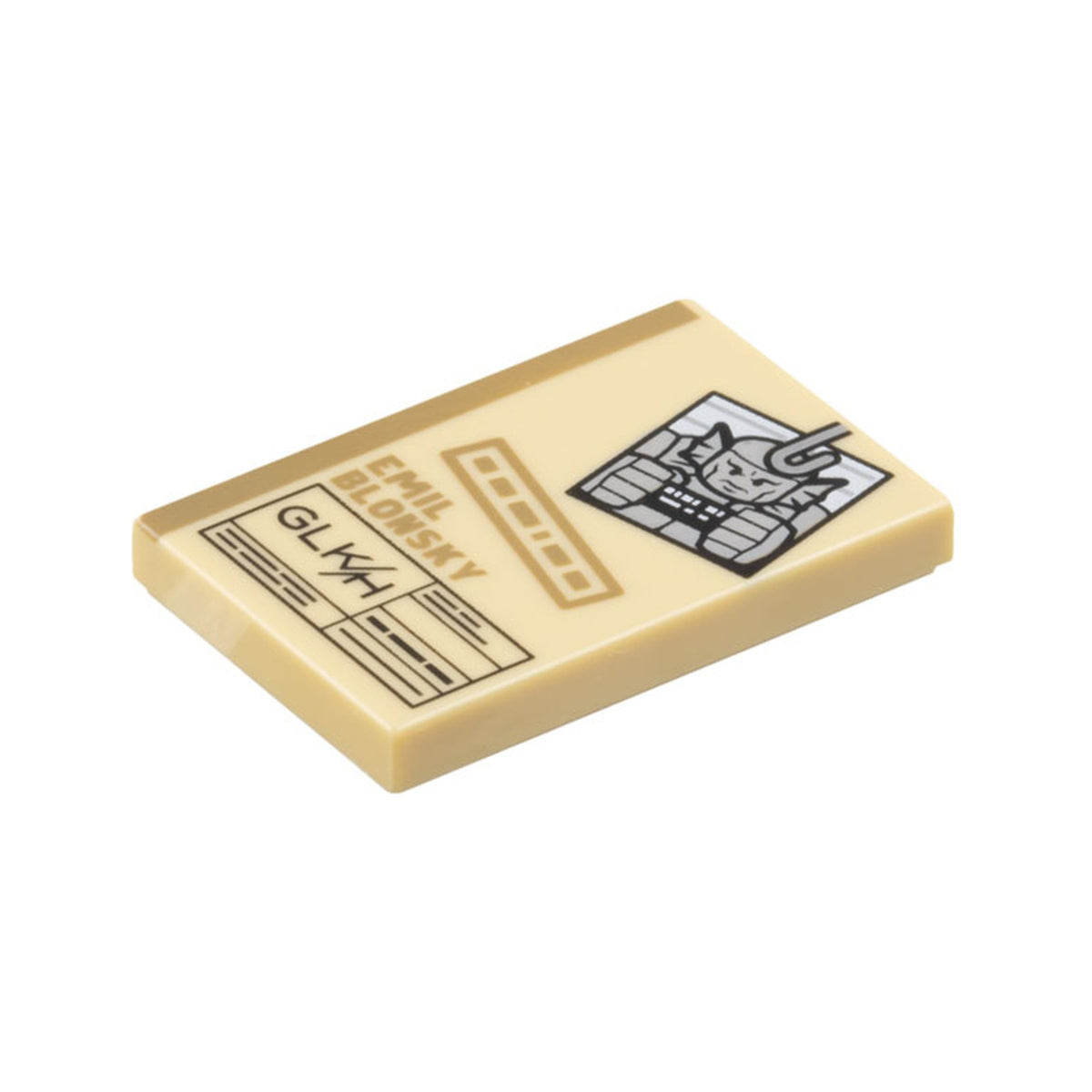 LEGO® Tile 2 x 3 with Legal File with Dark Tan 'EMIL BLONSKY', Black 'GLK/H' and Minifigure Mugshot  Pattern 26603pb354 beige